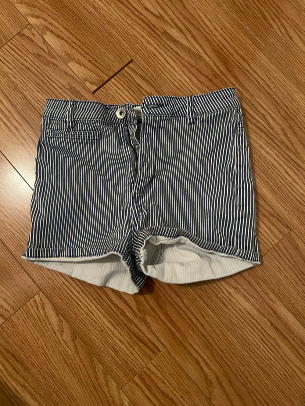Ardene Navy and White Striped Jean Shorts size 3